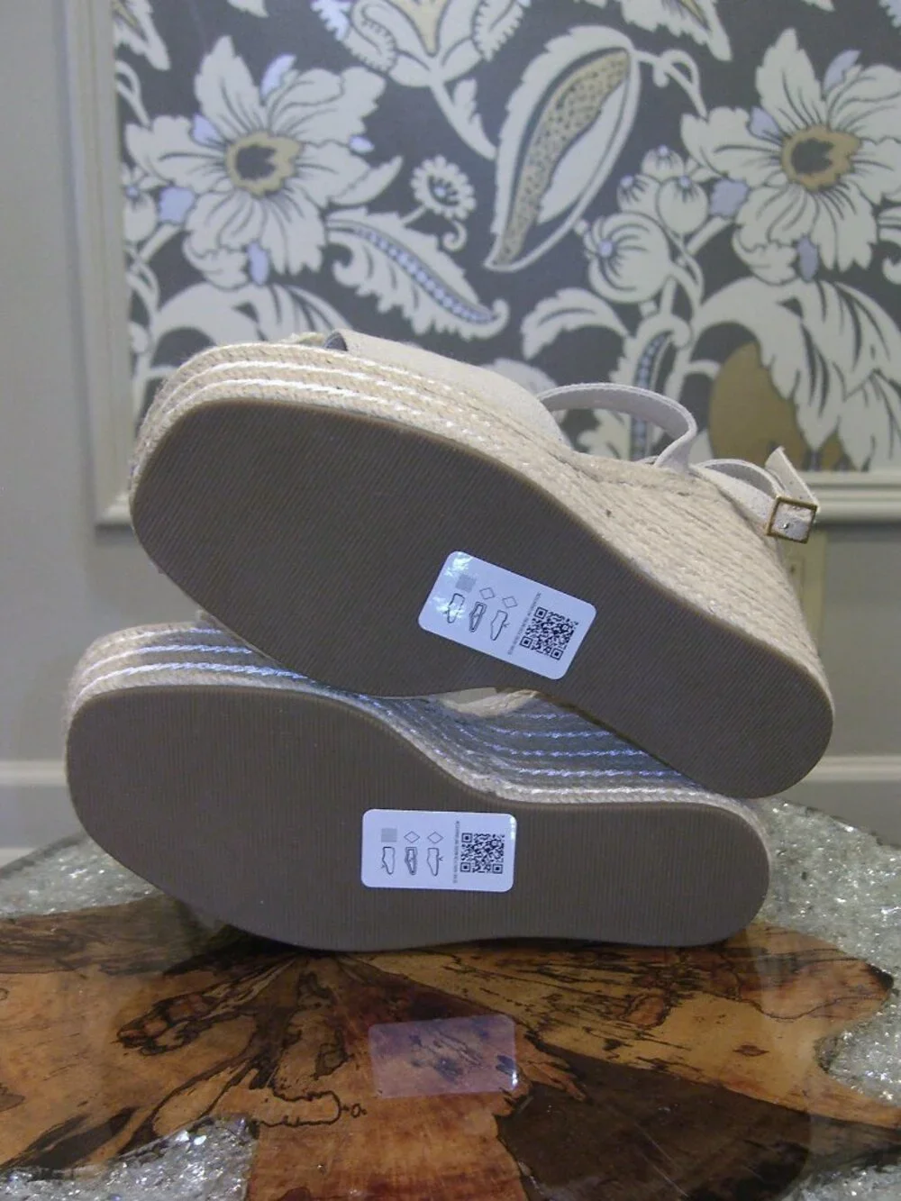 NIB ASOS DESIGN TASHA NATURAL CROCHET FLOWER ESPADRILLES SHOES 7.5M